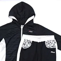 [上下セット] フィラ ジャージ ジャケット(O) パンツ(LL) ブラック/ホワイト FILA テニス ウォームアップ