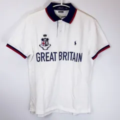 【未使用】ラルフローレン ポロシャツ 半袖 カスタムスリムフィット GREAT BRITAIN M(USサイズ) ホワイト メンズ RALPH LAUREN CUSTOM SLIM FIT