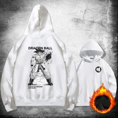 懐かしい ドラゴンボール 悟空 プリント フード付きスウェット 秋冬 メンズ ストリート カジュアル 起毛あり ホワイト