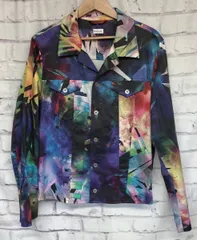 Paul Smith ポールスミス 幾何学柄シャツジャケット XLサイズ マルチカラー ブルー系 コットン 総柄 薄手 メンズ 春