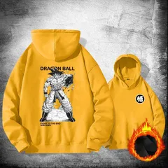 懐かしい ドラゴンボール 悟空 プリント フード付きスウェット 秋冬 メンズ ストリート カジュアル 起毛あり イエロー