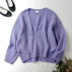 green label relaxing グリーンレーベルリラクシング ユナイテッドアローズ モヘヤMIX Vネック プルオーバー ニット レイヤード パープル 紫 (54E＋9822)25F