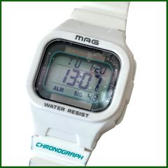 中古●MAG/マグ●ソーラー ボーイズ腕時計 ルクサー デジタル デュアルパワー 防水 ウレタンベルト MW-551 ホワイト
