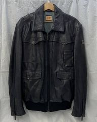 HUGO BOSS ブラックラムレザージャケット - メルカリ