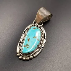 NAVAJO Jeff James Jr. ターコイズ 大ぶり 925 シルバー ヴィンテージ ペンダントヘッド チャーム インディアンジュエリー ナバホ R13-S