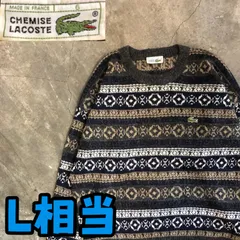 T7377 CHEMISE LACOSTE 総柄ニット　フランス製　古着