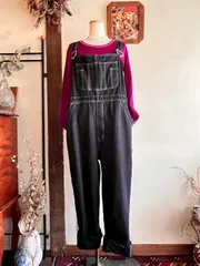 Euro vintage black overalls/白ステッチの効いたヴィンテージオーバーオール(黒)