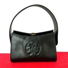極 美品 FENDI フェンディ ヴィンテージ ギリシャモチーフ ターンロック 金具 レザー 本革 ミニ ハンドバッグ ブラック 黒 43451