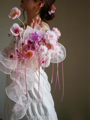 【ウェディングブーケ】Étoile Rose 星のように輝くピンク　ふわふわのリングブーケ