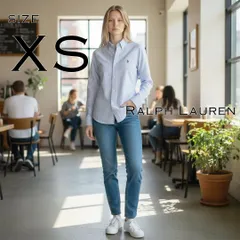 【美品】RalphLaurenラルフローレン コットン製オックスフォードBDシャツXSサックスブルー【古着】【中古】【送料無料】