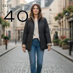 BURBERRYバーバリー ライナーノヴァチェック柄キルティングジャケット40(L)黒×ベージュ【古着】【中古】【送料無料】のサムネイル