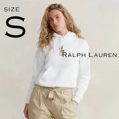 【美品】RalphLaurenラルフローレン ポロベア エンブロイダードフーディ パーカーS白【古着】【中古】【送料無料】