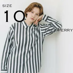FRED PERRYフレッドペリー コットン製太ストライプ柄オーバーサイズシャツ10(M)白×グレー【古着】【中古】【送料無料】のサムネイル