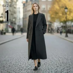【極美品】agnès b.アニエスベー 日本製 ウール製ロングチェスターコート1(S)ダークグレー【古着】【中古】【送料無料】