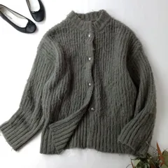 THEYON ザヨン 2WAY モヘアライク ミックスシャギー ニットカーディガン カーキ Free (54E＋7684)25F