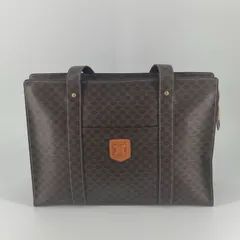 CELINE(セリーヌ)　マカダム柄　トートバッグ　PVC　ブラウン
