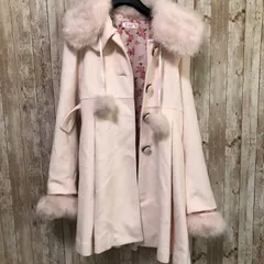 タ　夢展望（ゆめてんぼう）　ファー付きコート　ピンク　L　【訳アリ】