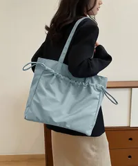 【４色】トートバッグ ファスナー付き 大容量 A4 無地★ナイロン 大きめ  肩掛け 黒 レディース