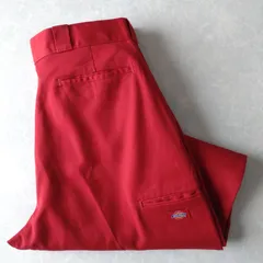 ■古着 Dickies ディッキーズ ダブルニーワークパンツ チノ 85283ER 赤 IDEAL製ジッパー W38L30【D1673】