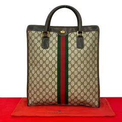 極 美品 袋付 GUCCI グッチ オールドグッチ ヴィンテージ シェリーライン GG ロゴ 金具 レザー トートバッグ ハンドバッグ ブラウン 06320