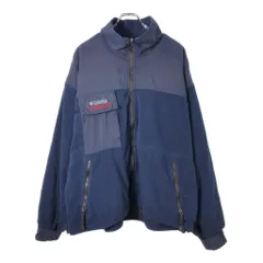 00年代 Columbia コロンビア TITANIUM フリースジャケット アウトドア ネイビー(メンズ XL)中古 古着 X2234