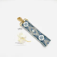 インド刺繍リボン ハンドストラップ/ブルー