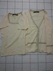 ◇ Θ ミッシェルクラン MICHEL KLEIN アンサンブル カーディガン＆半袖ニット ベージュ系 38 レディース E  【1512220061840】