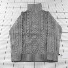 ◇ ⊇ ブラウニースタンダード BROWNY STANDARD サイドスリットケーブルタートルニット 杢グレー L レディース E  【1512220063691】