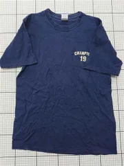 ◇ ⊂ チャンピオン Champion ロゴプリントTシャツ ネイビー系 メンズ Mサイズ E  【1512220063103】