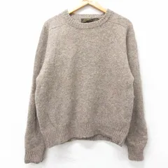 M/古着 エディーバウアー 長袖 セーター メンズ 90年代 90s シェットランドウール クルーネック 茶 霜降り 25nov29