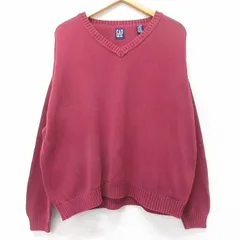 XL/古着 ギャップ GAP 長袖 セーター メンズ 90年代 90s 大きいサイズ コットン Vネック エンジ 25nov29