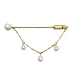 パール タイピン ブローチ K18YG イエローゴールド タイタック【中古】