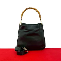 極 美品 GUCCI グッチ オールドグッチ ヴィンテージ バンブー レザー 本革 2way ハンドバッグ トートバッグ ショルダーバッグ 黒 43538