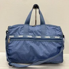 8611　LeSportsac レスポートサック　2way　ボストンバッグ　旅行用バッグ　トラベルバッグ　ショルダーバッグ　水色　ライトブルー　レディース　軽量　シンプル　カジュアル　デニム調　デニム柄　ドット