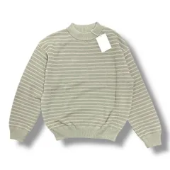 参考上代18700円 未使用 crepuscule Moss stitch Moc Neck L/S sweat モスステッチモックネックニットセーター クレプスキュール 2203-001 グリーン×ベージュ 2 （95181A）
