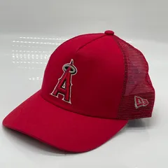 KO3764□ニューエラ メッシュ キャップ 9FORTY レッド MLB エンジェルス YOUTHサイズ