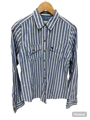 【美品】Abercrombie & Fitch アバクロンビーアンドフィッチ　ストライプシャツ　長袖　ブルー　レディース　サイズL  【Z1731】