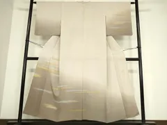 平和屋着物▽人間国宝　福田喜三郎　訪問着　単衣　霞文　金銀彩　正絹　逸品　DAAX3029az 訪問着 人間国宝 福田喜三郎 紋付き訪問着 霞箔散らし ぼかし染 御仕立