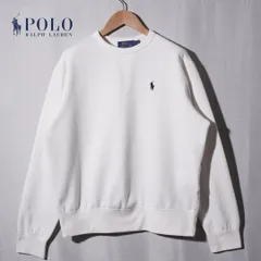 美品 ポロラルフローレン POLO RALPH LAUREN スウェット M ホワイト ワンポイント ポニー刺繍 90s 風 前Vガゼット 裏起毛 ロゴ刺繍 ストリート アメカジ 古着 L322