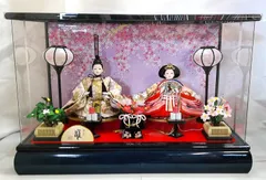 M[宅140]0691 雛人形 親王飾り 小三五？芥子？ 二人 アクリルケース入り ライト付き オルゴール付き 大外段ボール上下なし 専用段ボールあり 未使用品