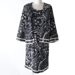 【ドンドン見直し】極美品☆正規品 LEONARD FASHION レオナール ファッション 総柄 ノースリーワンピース/カーディガン 2点セット セットアップ 黒×白 40