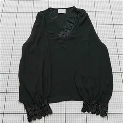 ◇ ⊂ カワイイ cawaii 袖レースデザインブラウス ブラック系 レディース E  【1512220061116】