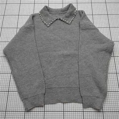 ◇ ⊇ ジェム gemme パール付き襟リブニット グレー系 レディース E  【1512220061369】