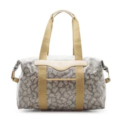 イヴ・サンローラン ジラフ柄プリント ラージトートバッグ ビンテージ Yves Saint Laurent Vintage Giraffe Print Large Tote Taupe Canvas, Leather