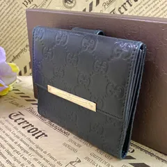 グッチシマ 二つ折り財布 コンパクトウォレット GG柄 型押しGA214