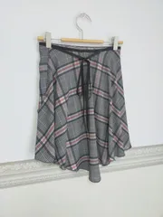 デニムチェック×ブラック　バレエ巻きスカート