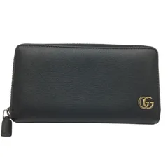 GUCCI【グッチ】GGマーモント　長財布　ラウンドファスナー　428736　レザ　ブラック　男女兼用【中古品/USED-B】質屋　かんてい局那覇店　ｎ3101561927300080