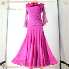 社交ダンス 衣装 スタンダード 上下セット ツーピース レッスンウェア パーティ衣装 レディース 紫 パープル系 長袖 無地 光沢感 派手 フリル ダンス衣装 舞台衣装 体型カバー ゆったり 疲れない おしゃれフリル ストレッチ 柔らかい エレガント 講師用