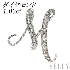 K18WG ダイヤモンド ペンダントトップ 1.00ct イニシャル「M」 