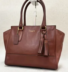 COACH　コーチ　トートバッグ　ブラウン　レザー　タッセル　大容量